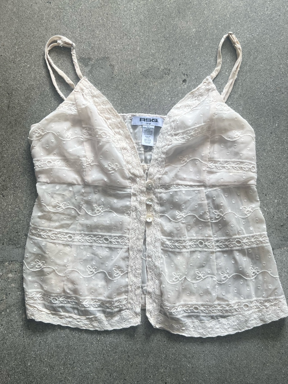 RSQ Cream Embroidered Camisole